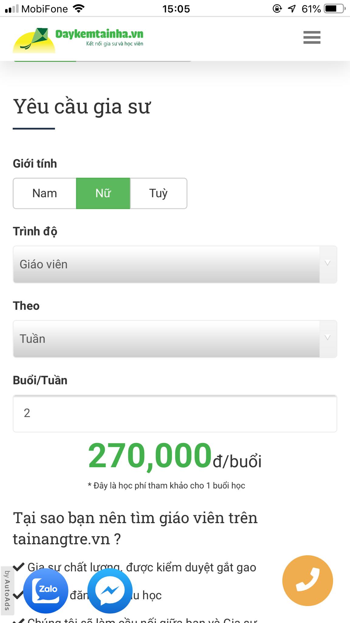 Học phí tiếng Thái